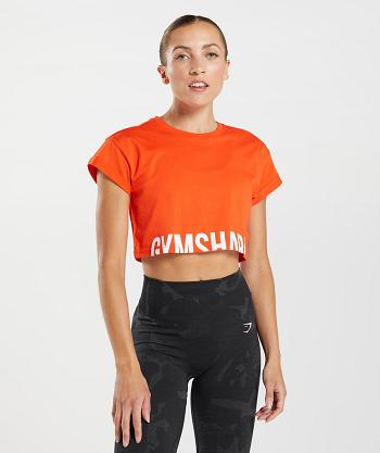 Przycięte Topy Damskie Gymshark Fraction Czerwone | PL 2572DFM